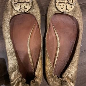 Tory Burch gold sparkly espadrilles